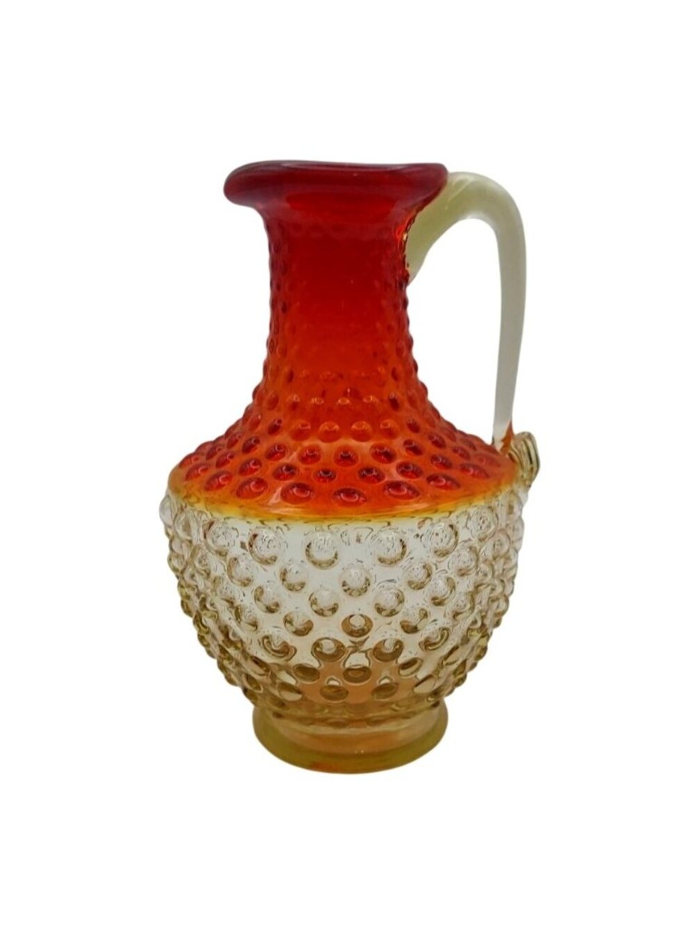 Vintage Kanawha Amberina Hobnail Hand Blown Glass Pitcher MCM Collectible